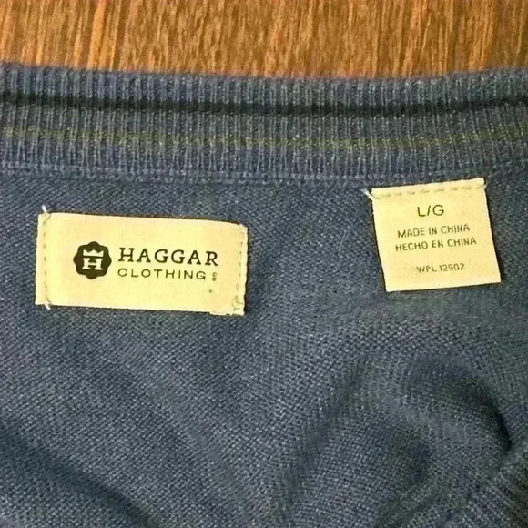Haggar Men’s Size Large Blue Vest. Cotton Blend. V-neck. - Picture 5 of 6